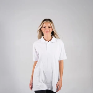 BafacoTekstil Pamuklu Beyaz Polo Yaka T-Shirt Erkek / Kadın