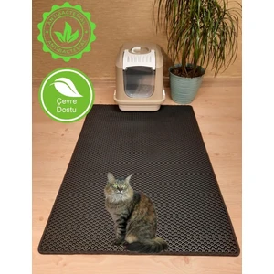 75 x 100 cm 3XL Kedi Tuvalet Önü Paspası Kedi Kumu Paspası Kedi Matı Siyah