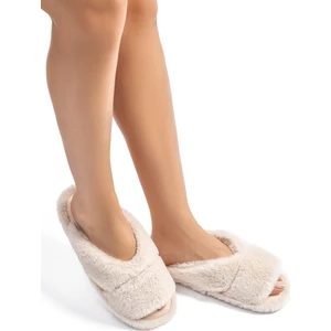 Moli Peluş Kadın Ev Terliği Bej 36/41