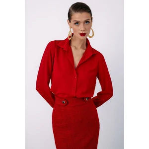 Düz Klasik Gömlek - KIRMIZI