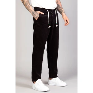  Erkek Siyah Baggy Fit Rahat Kalıp Kadife Pantolon