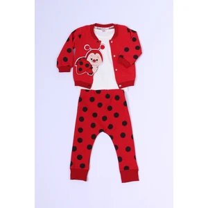 Bebek 3`lü Takım Baskılı Çıtçıtlı Ribanalı C56