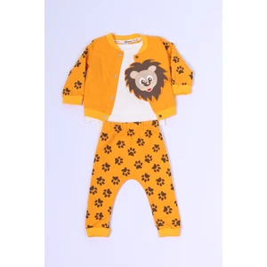 Bebek 3`lü Takım Baskılı Çıtçıtlı Ribanalı C56