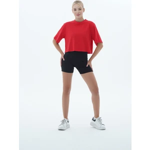 George Phoenix Pure Comfort - Kırmızı Rahat Kesim %100 Pamuklu Basic Crop Tişört