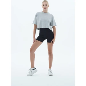 George Phoenix Pure Comfort - Gri Rahat Kesim %100 Pamuklu Basic Crop Tişört
