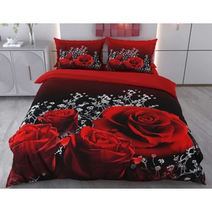Evine Moda Kırmızı Gül Dijital Baskılı 3D 3 Boyutlu Çift Kişilik Nevresim Takımı Kod: Kırmızı Gül