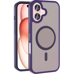 iPhone 16 Plus Kılıf Magsafe Şarj Özellikli Mat Arka Yüzey  Sio Kapak-Derin Mor