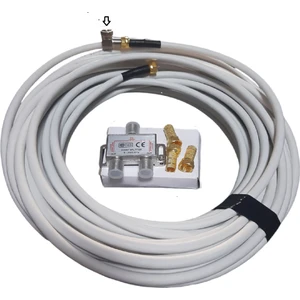 20 mt Anten Kablosu + 1/2 Splitter (Uydu Bölücü) + 3 Gold F + 1 Adet L Fiş (Hazır Tak Çalıştır)