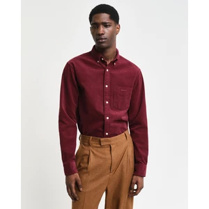 Erkek Bordo Regular Fit Düğmeli Yaka Kadife Gömlek 3230228.638