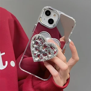 Aynalı Taşlı Popsocketli Kılıf iPhone 13-14