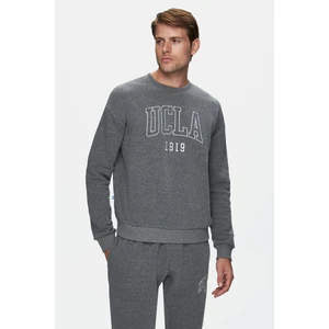 SANDHILL Koyu Gri Bisiklet Yaka Nakışlı Şardonlu Loose Fit Erkek Sweatshirt