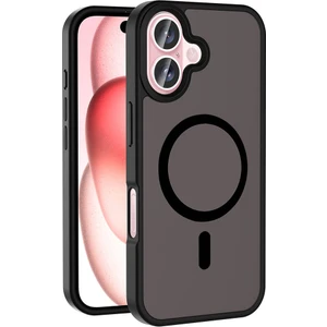 iPhone 16 Plus Kılıf Magsafe Şarj Özellikli Mat Arka Yüzey Sio Kapak-Siyah