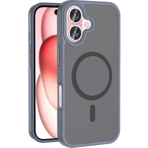 iPhone 16 Plus Kılıf Magsafe Şarj Özellikli Mat Arka Yüzey Sio Kapak-Gri