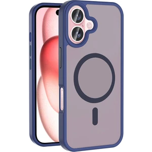 iPhone 16 Plus Kılıf Magsafe Şarj Özellikli Mat Arka Yüzey Sio Kapak-Lacivert