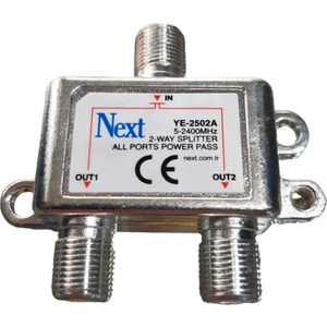 2'li 1/2 Tv Splitter Anten Çoklayıcı Uydu Bölücü Dağıtıcı NEXTYE-2502A 2 Çıkışlı 5-2400 Mhz