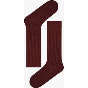 Vertical Rib Bordo Soket Çorap