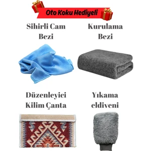 Obam Kilim 5'li Mikrofiber Oto Yıkama Seti - Kurulama Bezi,cam Bezi,oto Eldiveni,düzenleyici Çanta,oto Koku (Kırmızı)