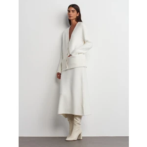 80115 Beli Lastikli Triko Etek-Ekru