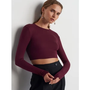31236 Uzun Kollu Crop Top-Siyah