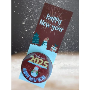 Happy New Year New Year New Me Mesajlı Yılbaşı Hediyesi Açacaklı Buzdolabı Magneti ve Kitap Ayracı 05