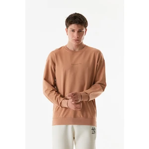 Yazı Baskılı Bisiklet Yaka Sweatshirt