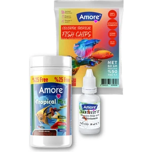 Lepistes-Melek-Plati-Moli Tropical Mix 125 Ml, Colorful Fish Chips 60GR Balık Yemi, Tantivit-F