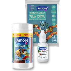 Lepistes-Melek-Plati-Moli Tropical Mix 125 Ml, Garlic Fish Chips 60GR Balık Yemi, Tantivit-F