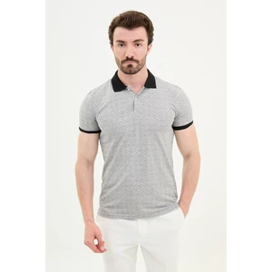 Desenli Ekru Slim Fit Polo Yaka Erkek T-Shirt