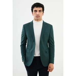 Düz Zümrüt Rengi Slim Fit Mono Yaka Klasik Erkek Ceket