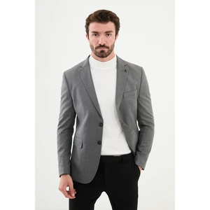 Düz Gri Slim Fit Mono Yaka Klasik Erkek Ceket