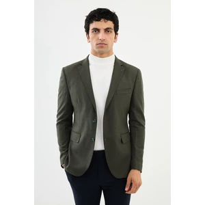Düz Haki Slim Fit Mono Yaka Klasik Erkek Ceket