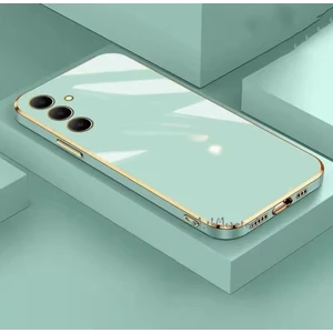 M.tk moveteck Samsung Galaxy S24 Fe Kılıf Kamera Korumalı Parlak Gold Kenarlı Altın Işleme Detaylı Yumuşak Silikon