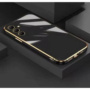 M.tk moveteck  Samsung Galaxy S24 Fe Kılıf Kamera Korumalı Parlak Gold Kenarlı Altın Işleme Detaylı Yumuşak Silikon