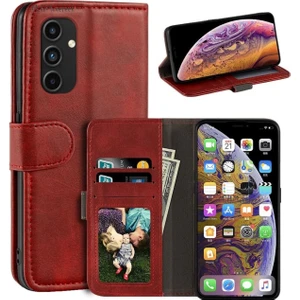 MTK Moveteck Samsung Galaxy S24 Fe Kılıf 360 Tam Kaplar Deri Dokulu Kapaklı Cüzdanlı Standlı Kartvizitli Kapak