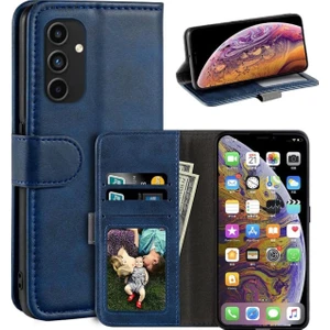 M.TK Moveteck Samsung Galaxy S24 Fe Kılıf 360 Tam Kaplar Deri Dokulu Kapaklı Cüzdanlı Standlı Kartvizitli Kapak