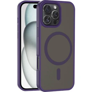 Rona Store iPhone 16 Pro Max Kılıf Magsafe Şarj Özellikli Mat Arka Yüzey Zore Sio Kapak-Derin Mor