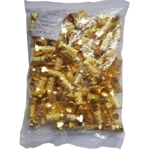 50 Adet Gold-Sarı F Konnektör Rg6/u4 Anten Kablosu Fiş Standart 18MM