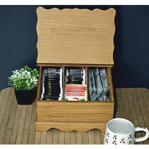 Tekir Store Mutfak Çay Kahve Kutusu Rustik Bambu Eskitme Sandık Kapaklı Kutu