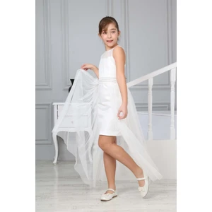 Kız Çocuk Beyaz Abiye Elbise Mezuniyet Kıyafeti Düğün Özel Gün ELBISESI-ABY-2001