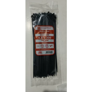 4.8X300 Plastik Cırt Kelepçe Kablo Bağı Siyah 100'LU Paket Plastik Kablo Bağı (Siyah) klips