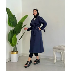 Çıt Çıt Detaylı Astarlı 120 cm 38-44 Uyumlu Trençkot