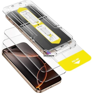 iPhone 16 Pro Max Ekran Koruyucu Yüksek Kalite Tam Kaplayan Cam Otomatik Hizalama Toz Önleyici