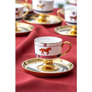 Dolye 6 Kişilik Porselen Kahve Fincanı Takımı Gold Yaldızlı HXF-06804