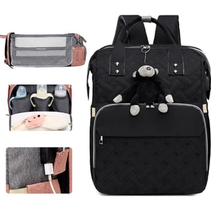 Go Veform Çok Fonksiyonlu Bebek Bakım Sırt Çantası ve Seyahat Beşiği Siyah MB3031