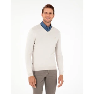 Pierre Cardin Erkek Taş Slim Fit V Yaka Basic Triko Kazak 50296622-VR049