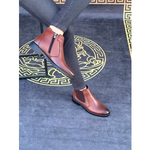 Üçlü %100 Hakiki Deri Erkek Günlük Kışlık Rahat Içi Kürklü Klasik Fermuarlı Bot 39-44