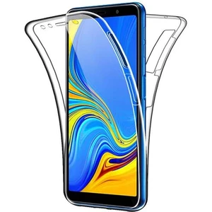  Skyarc Samsung Galaxy A7 2018 360 Derece Kılıf Kristal Silikon Şeffaf Soft Ön Arka