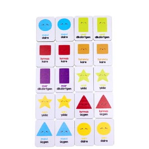 Renkler ve Geometrik Şekiller Temalı Ahşap Eğitim Kartları Montessori Oyuncak