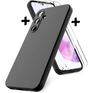 M.TK Moveteck Samsung Galaxy S24 Fe Kılıf Kamera Korumalı Yumuşak Mat Silikon + 9h Ekran Koruyucu Cam Set 2in1