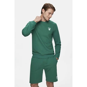 Valley Koyu Yeşil Bisiklet Yaka Baskılı Standard Fit Erkek Sweatshirt